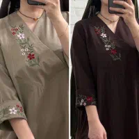 مانتو بلند لباس بلندلینن تابستانه گلدوزی