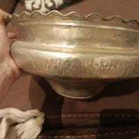 تاس قاجاری مسی بسیار قدیمی امضادار