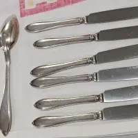 ست 6پارچه کاردقدیمی rostfreiوقاشق آنتیک روکش نقره