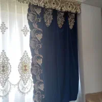 شال پرده مخمل درجه یک جنس خارجی گل برجسته