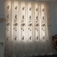 تور و پرده بادستک و قاب طرح چوب