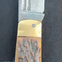 چاقو دسته شاخ قدیمی فولاد فنر