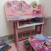 میزتحریر دخترانه رنگ صورتی جذاب و کیف مدرسه