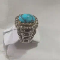 انشگترفیروزن نیشابورسنگ سیا رنگ عجمی رکاب نقره کار