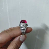 انگشترنقره‌ یاقوت وفیروزه