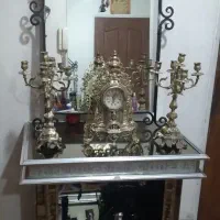 شمعدان ساعت برنج قدیمی اینه بوفه