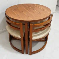 میز نهار خوری چهار نفره گرد کم جا مناسب جهیزیه