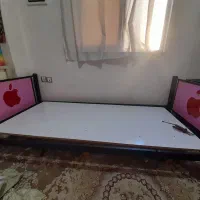 تخت فلزی دخترونه وپاتختی چوبی وتشک رویال تک نفره