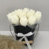 گیفت شمع لاله عروس با تور و ربان و سیخ چوبی