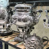 سماور استیل با قوری قلم کاری 3کاره با ضمانت وارسال