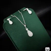 نیم ست نقره جواهری مدل اشک انجیری ۷۴۹۵۰ خرید قسطی