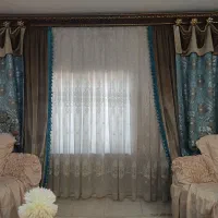 پرده پذیرایی حریر،والن،قاب وگل میخ