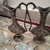 پارچ برنجی نقره کوب