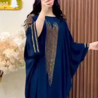مانت عبایی ابی کاربری براق ساتن آمریکایی