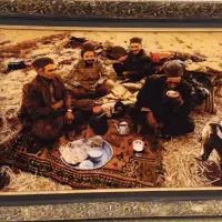 تابلو فرش دستباف چای خوران (سنتی) ۹۰*۱۲۰قاب چوبی