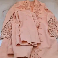 کت شلوار ب همراه جواهر دوزی گلبهی رنگ