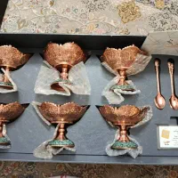 بستنی خوری مس فیروزه و قلم کاری شده نو نو