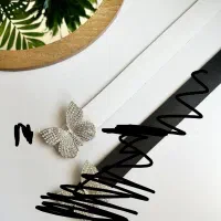 کمر بند رنگ سفید طرح پروانه