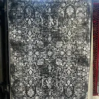 فرش ماشینی ۱/۵و۴و۶و۹و۱۲ متری طرح مدرن طوسی مشکی