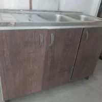 سینک دو لگنه با کابینت زیرسینکی طرح گردویی