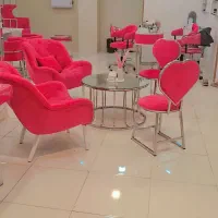 تخت صندلی میز ناخن لوازم سالن زیبایی صورتی