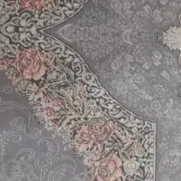 فرش ۹ متری جدید طرح صورتی طوسی در حد نو