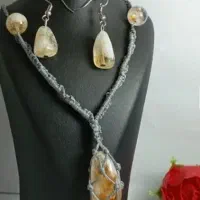 ،،ست گردنبند و گوشواره سیترین،،