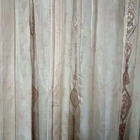 پرده دوتا دستک ساتن قهوه ای
