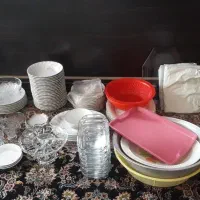 ظرف اشپزخانه گل صورتی بسیار تمیز قیمت توافقی