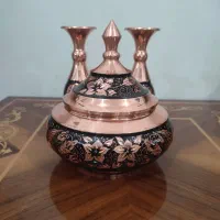 شکلات خوری و گلدان مس تراشکاری