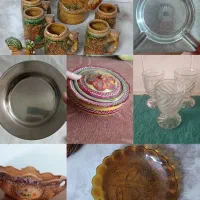 پارچ ولیوان،نقل خوری،جام،بشقاب استیل وعسلی،قدیمی