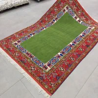 فرش دستباف کف ساده گل ابریشم رنگ گیاهی