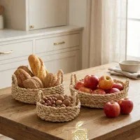 سبد سه تیکه حصیری دست بافت