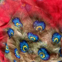 پارچه حریر گل طاووسی