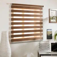 پرده زبرا پلیسه سفید رنگ چوب