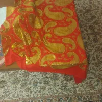 دو متر و ربع پارچه پولکدوزی بسیار شیک قرمز رنگ
