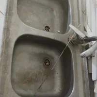 سینگ استیل ۲ لنگه همراه با شیر آب