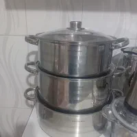 قابلمه استیل خط دار کف چدن در حد نو
