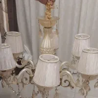 لوستر ۶ شاخه کریستالی شامپاینی شید دار