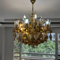 لوستر ۲۵ شعله طلایی شامپاینی