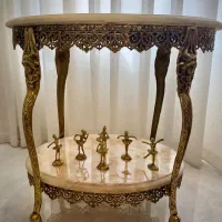 میز برنزی دو طبقه با سنگ