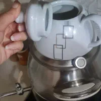 کتری تمام استیل و قوری چینی با طرح مدرن برند