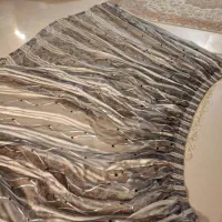 پرده حریر هشت متری دوخته شده نونو رنگ نقره ای
