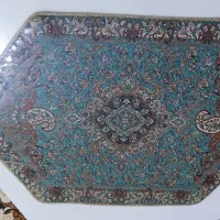 رومیزی ترمه ۳تکه فیروزه ای