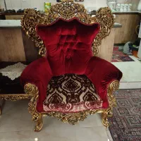 سرویس مبلمان پر منبت تماما چوب راش پارچه ترک