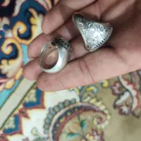 دوعدد انگشتر نقره یکی شجر یکی مزونایت
