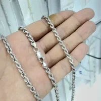 زنجیرگردنبند ودستبند نقره۹۲۵عیارطنابی نو بدون اجرت