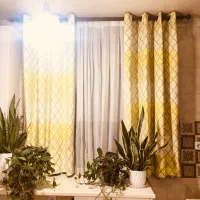 پرده دوخته پانچ شده جاکارد ترک و پرده حریر 180*170