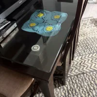 میزناهارخوری ۴نفره چوب و پارچه و شیشه