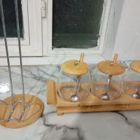 جا ادویه ای وجا دستمالی چوب و استیل